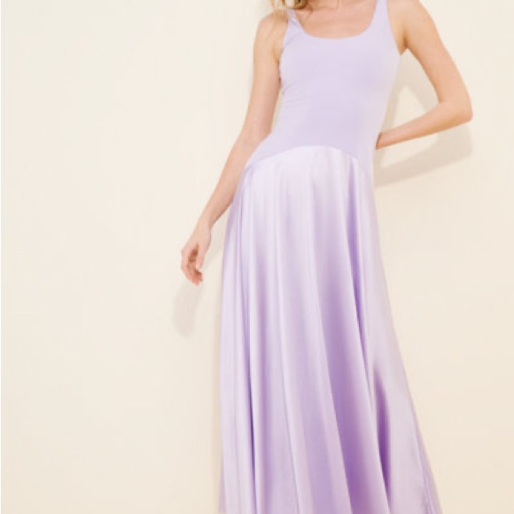 Rare London Lilac Curved Drop Waist Maxi Dress - Picture 5 of 7